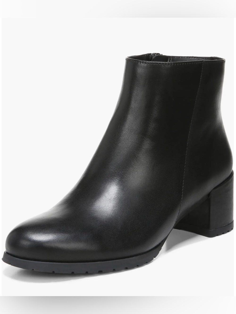 Naturalizer Black Leather Ankle Boots with Block Heel Size 7.5 - Picture 3 of 16